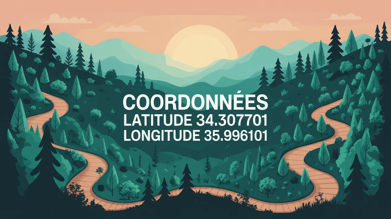 Vue aerienne foret montagne mediterraneenne latitude 34.307701 longitude 35.996101