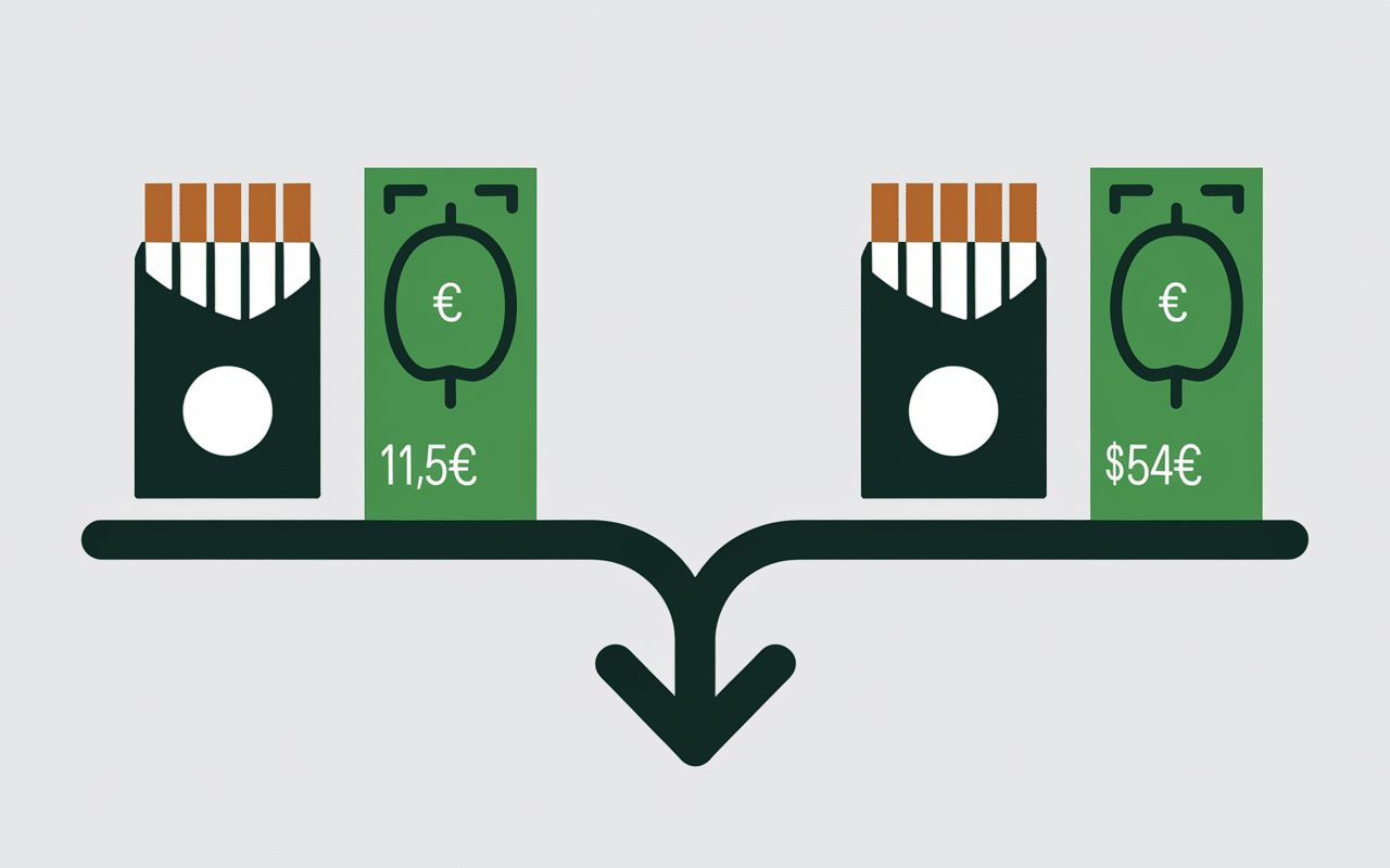 Infographie prix cigarettes France et Italie