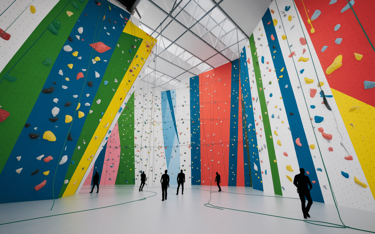 Vue salle escalade climb up grande et colorée