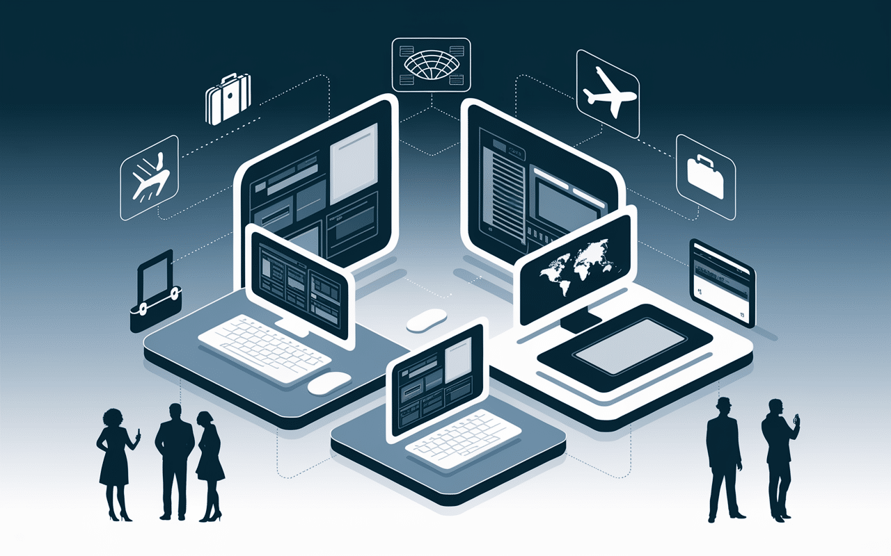 illustration egencia plateforme digitale icones voyage