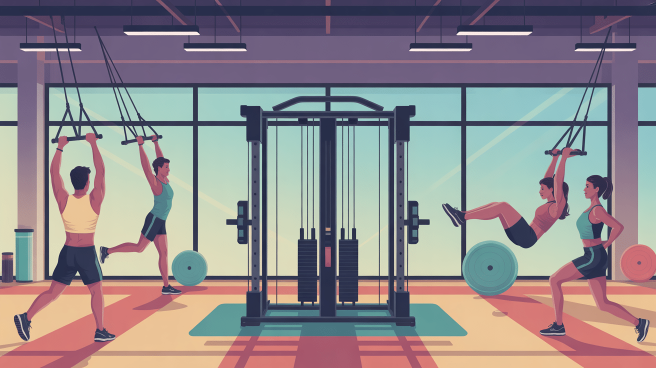 Illustration salle de sport poulie