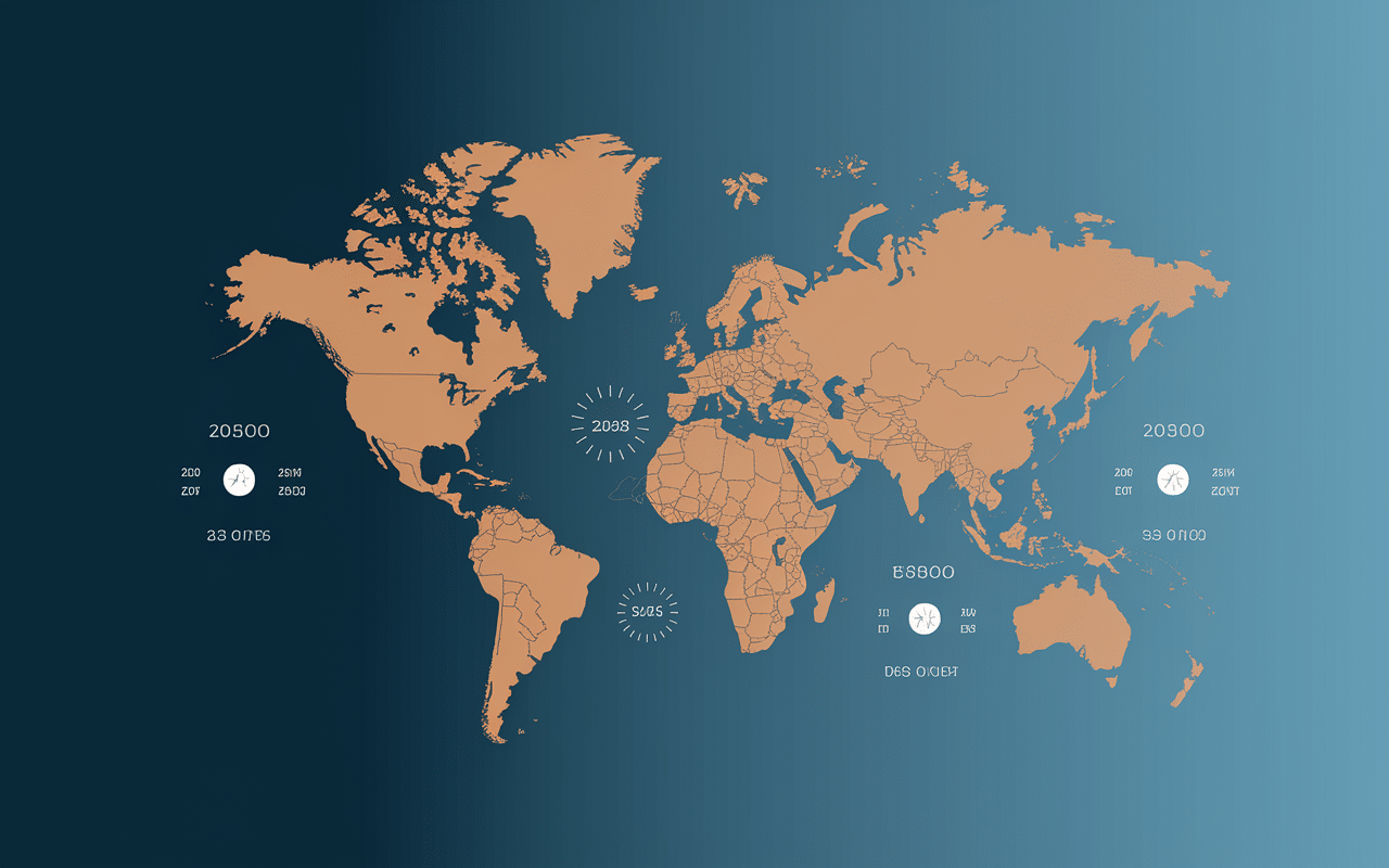 Carte du monde montrant le decalage horaire heure dubai