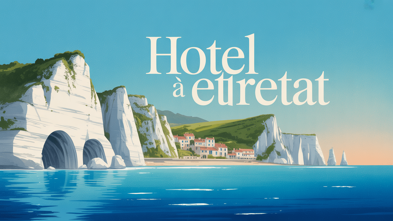 falaises etretat village mer style aquarelle