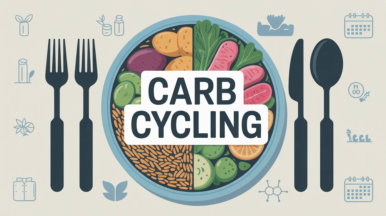 Illustration assiette avec glucides et proteines pour carb cycling