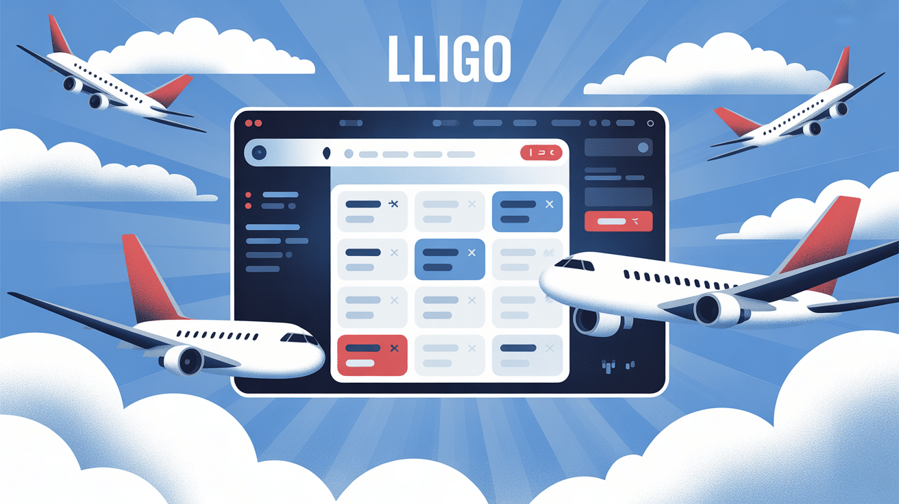 interface liligo comparateur de vols avec avions et nuages