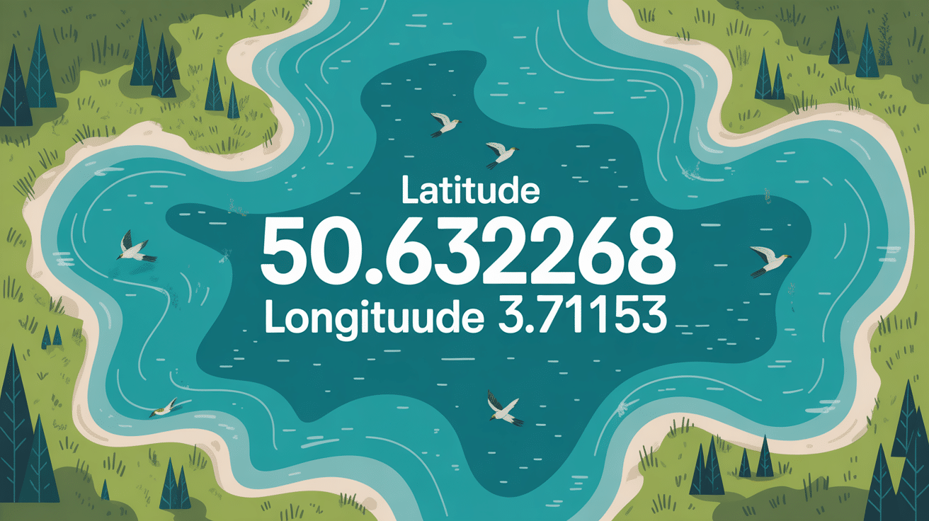 Vue aérienne du lac avec latitude 50.636268 longitude 3.171153