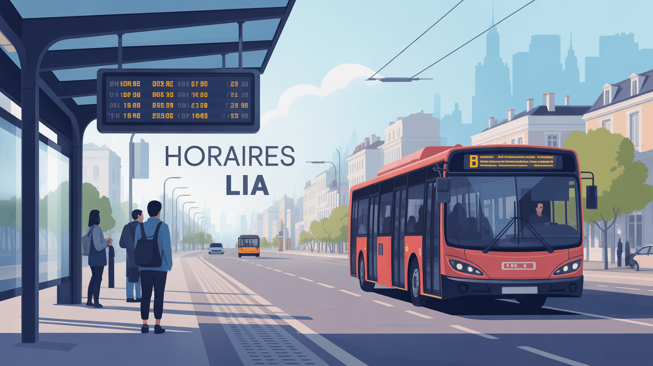 arret de bus urbain avec horaire lia affichage numerique
