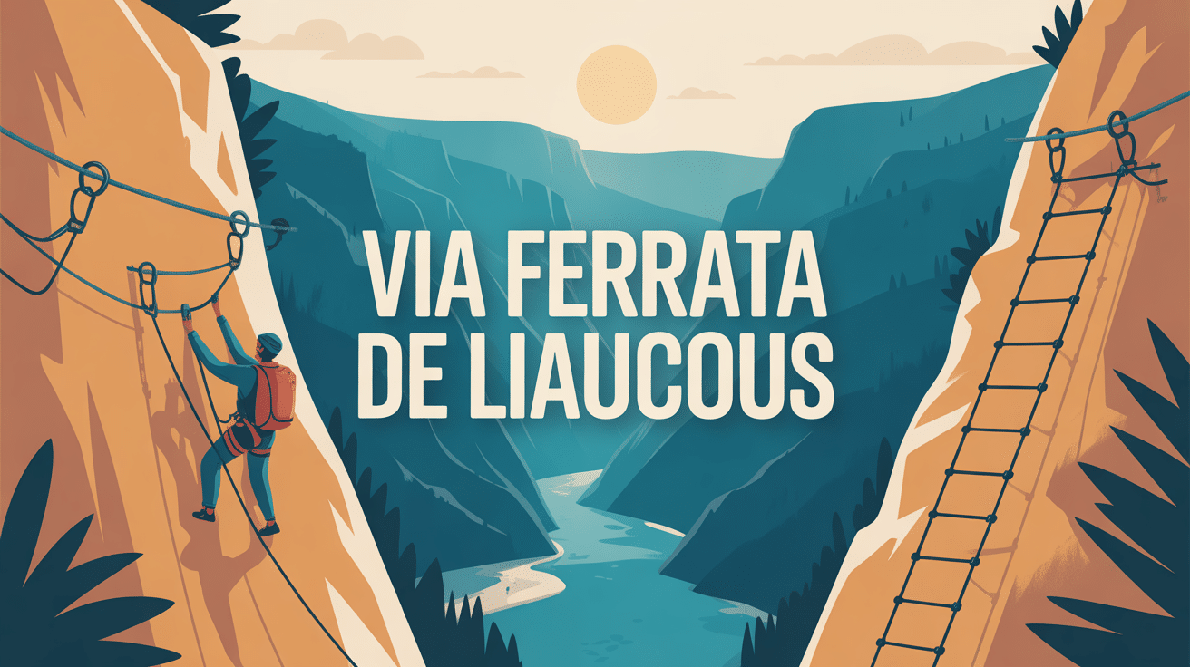 Illustration de la via ferrata de Liaucous, panorama de gorges et équipements