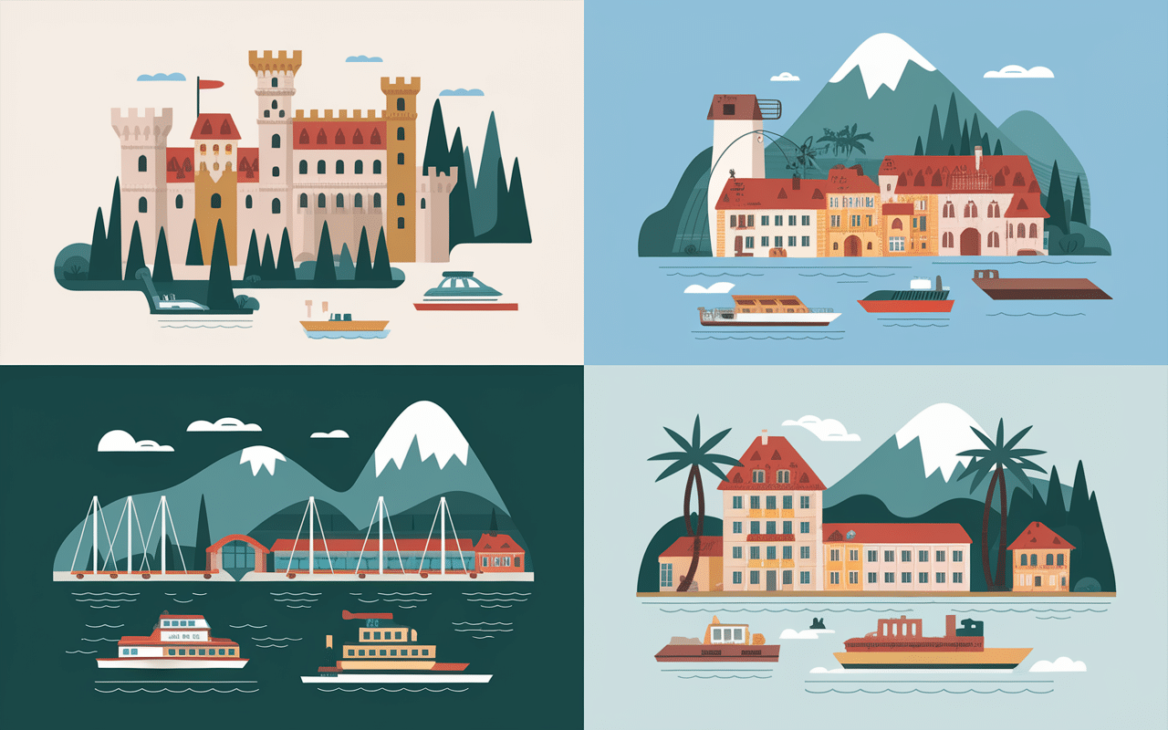 villages incontournables lac de garde illustration touristique