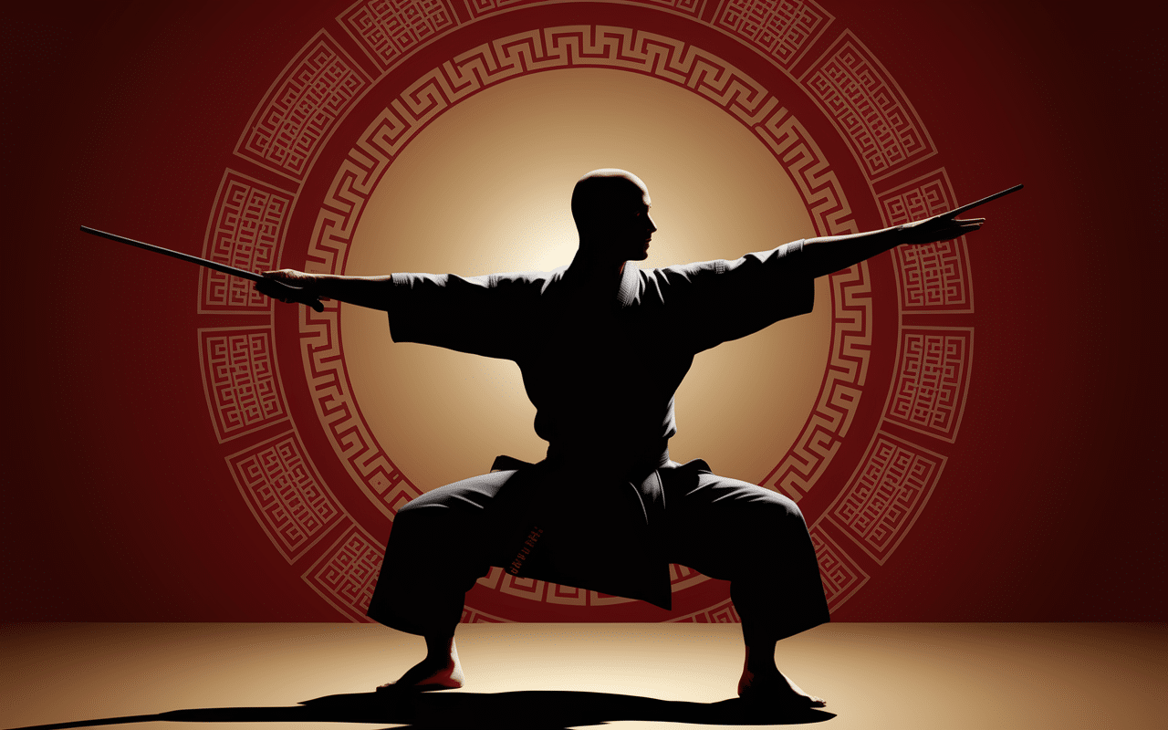 Pratiquant de Xingyiquan en posture énergétique