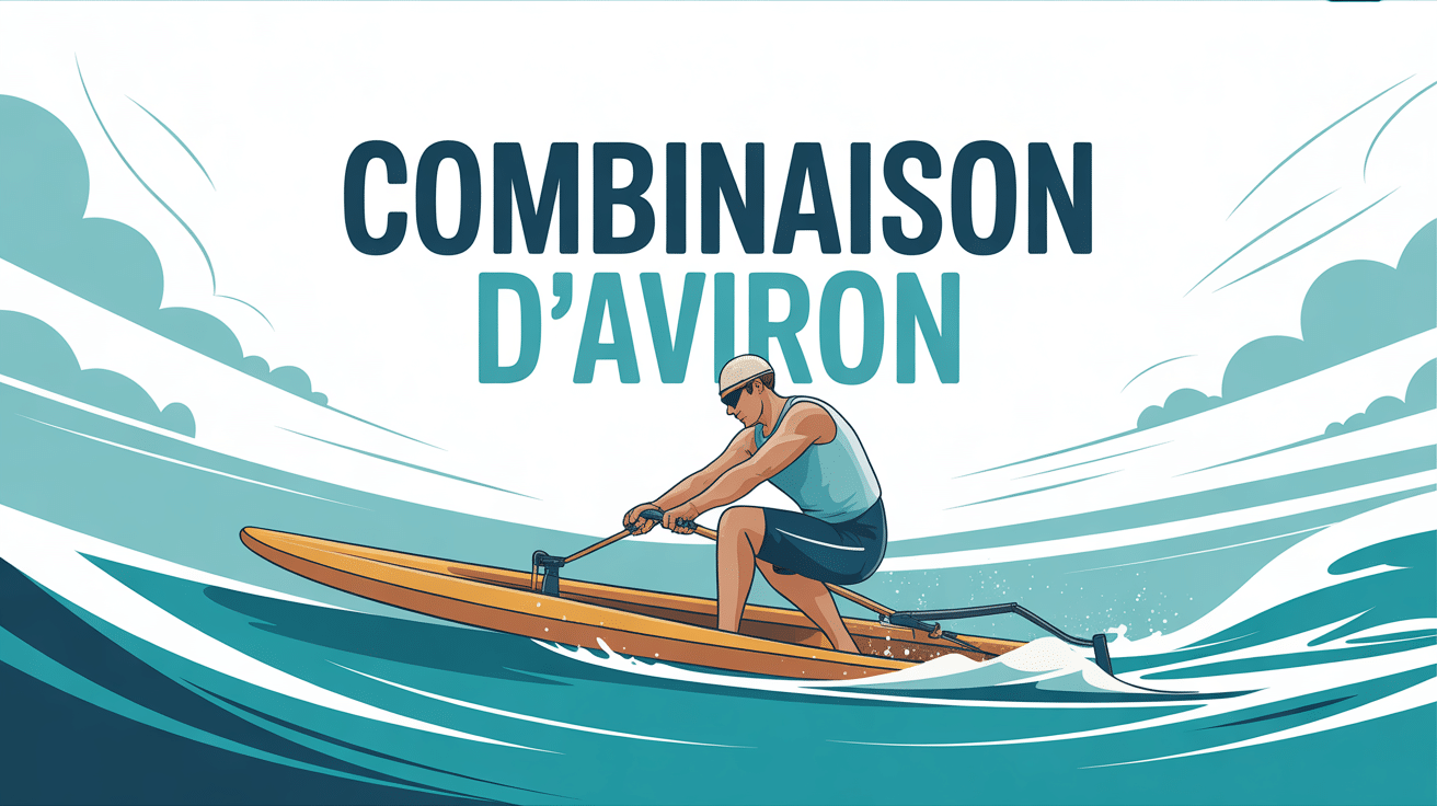 Illustration combinaison aviron moderne sur rameur en mouvement
