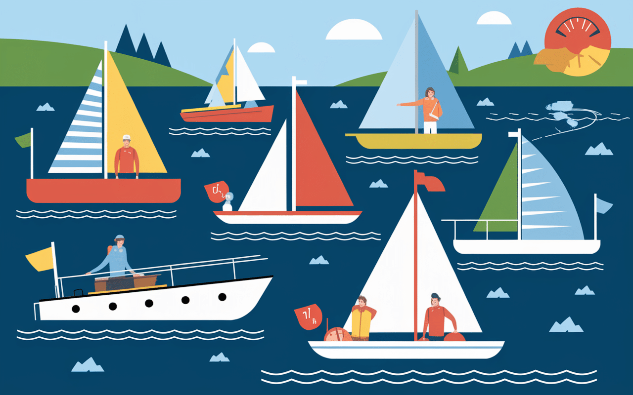 Scene regate voiliers bouees signaux competition