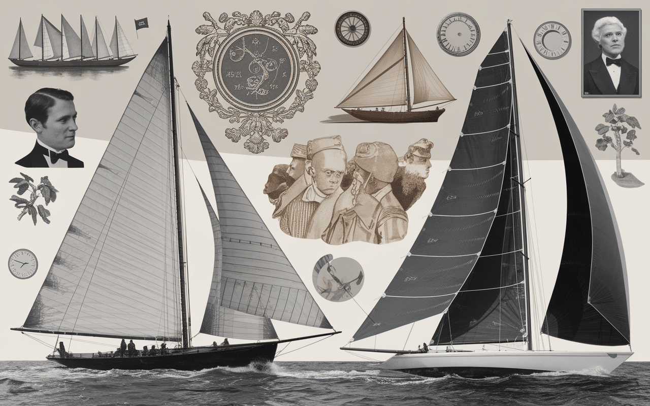 Collage evolution regate voiliers histoire
