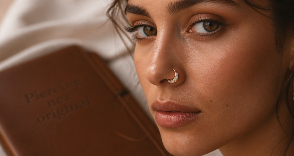 Piercing nez original anneau opale femme