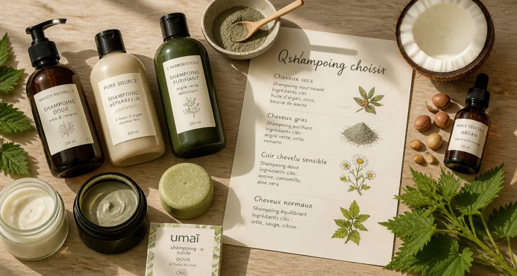 quel shampoing choisir, flacons, ingrédients naturels