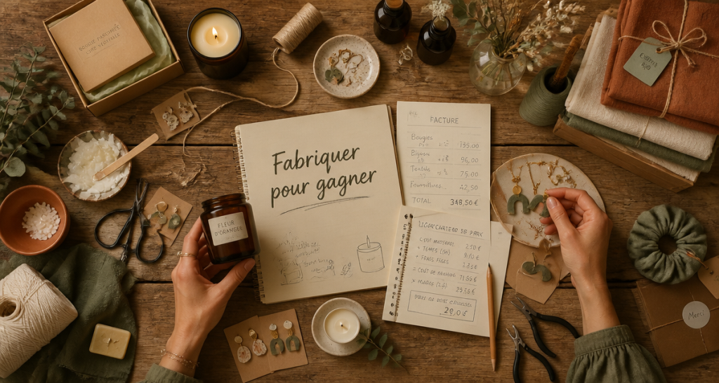 Quoi fabriquer pour gagner de l'argent, objets artisanaux sur table