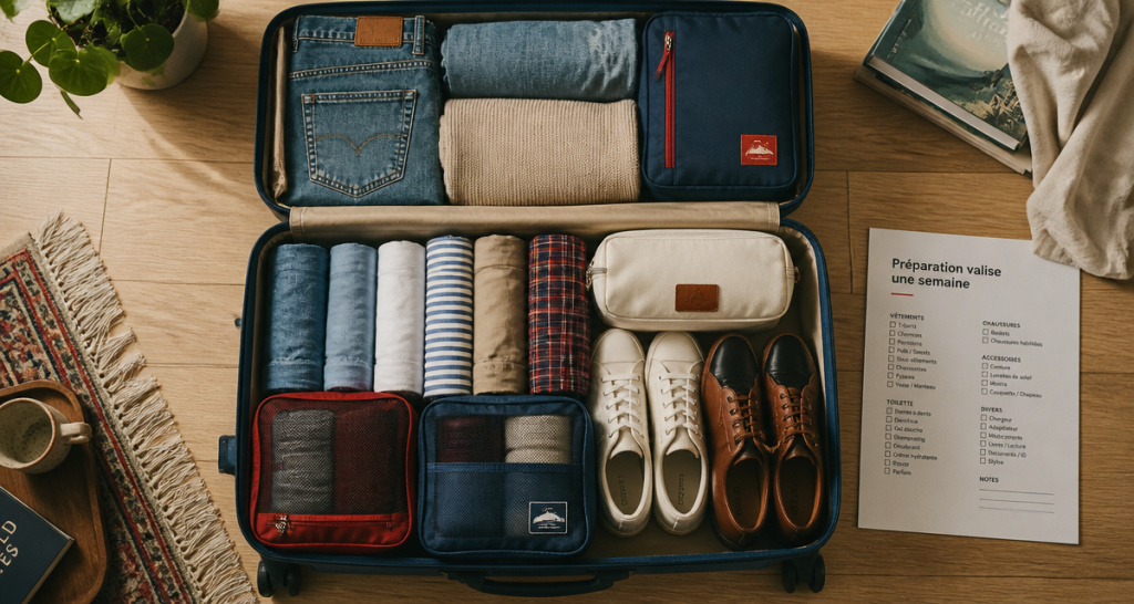 valise moyenne ouverte organisée voyage