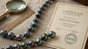 Collier de perles de tahiti baroques avec certificat d’authenticité