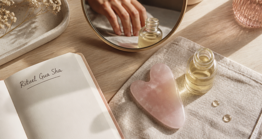 gua sha bienfaits pierre quartz rose huile