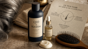 Meilleur shampoing pour cheveux matures Q10 & Kératine en salle de bain spa