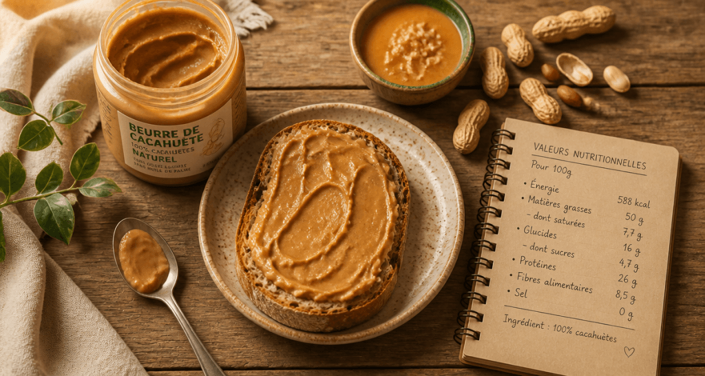 beurre de cacahuete et cholesterol sur table avec tartine