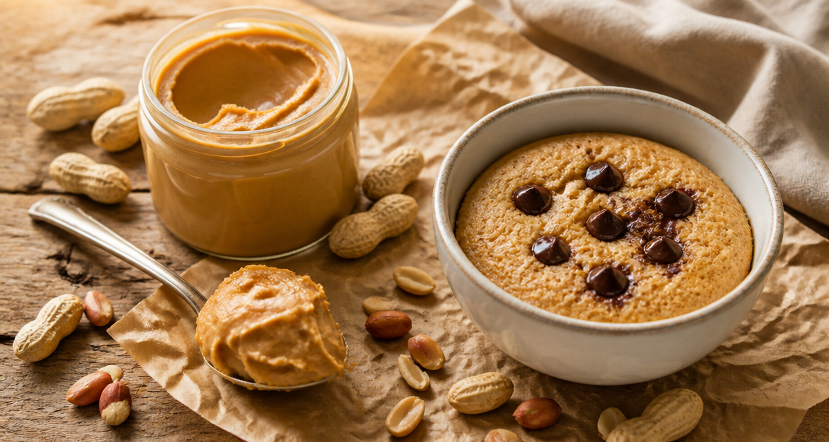 calorie beurre de cacahuete et bowlcake sur table