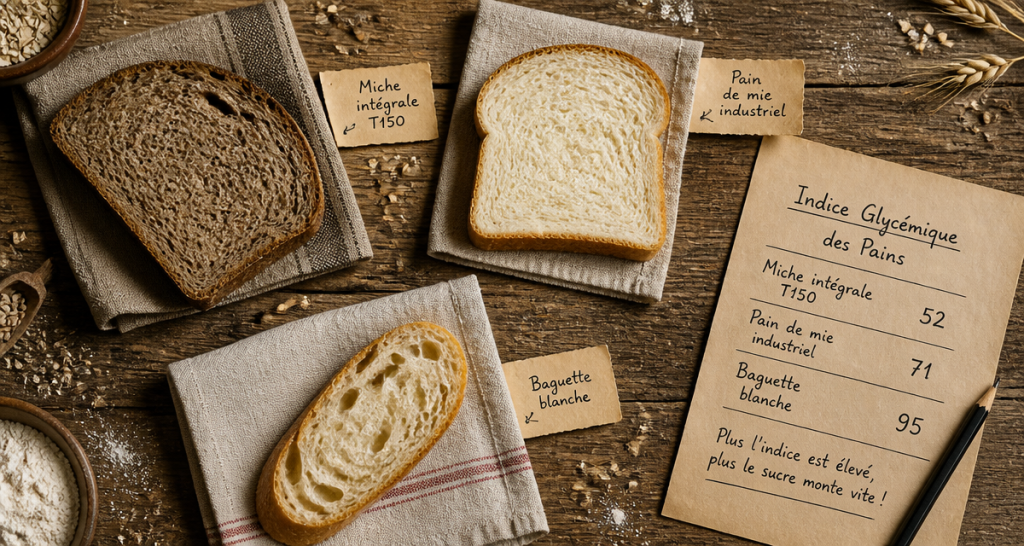 indice glycemique du pain complet tranches variées