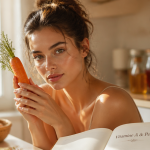 vitamine a et la peau femme avec carotte