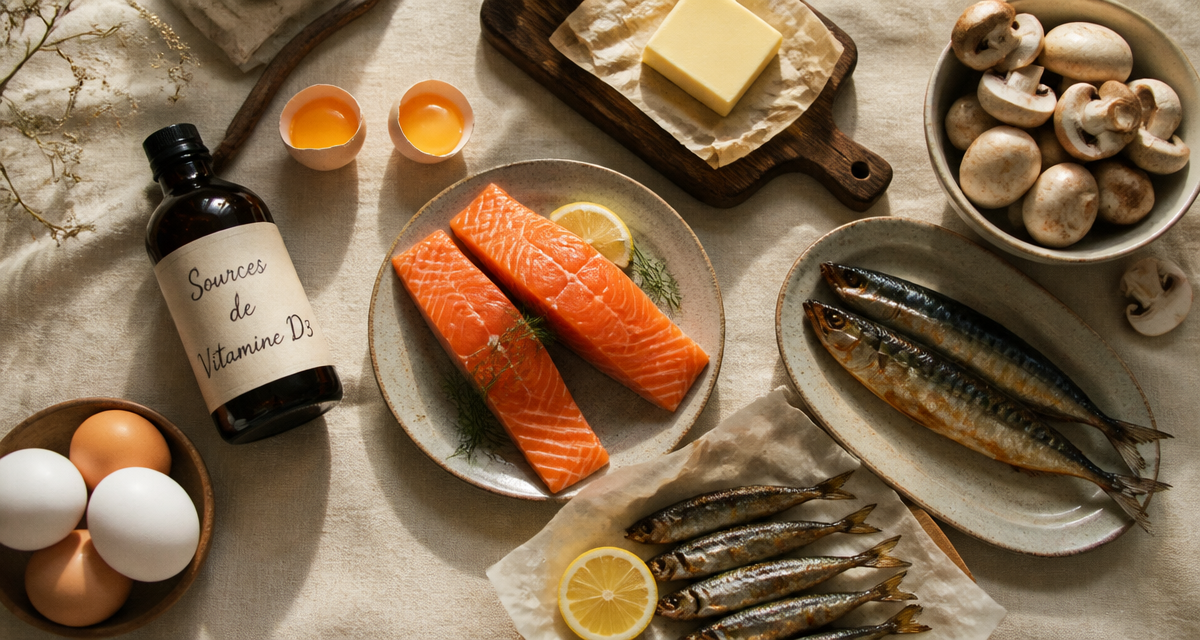 vitamine d3 quels aliments huile poisson oeufs champignons beurre