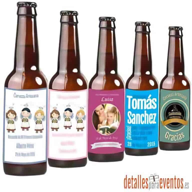 Botellas de cerveza personalizadas para eventos.