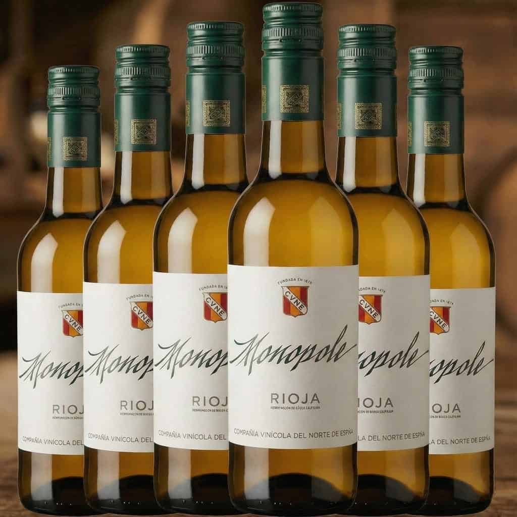 Botellas de vino blanco Rioja Monopole