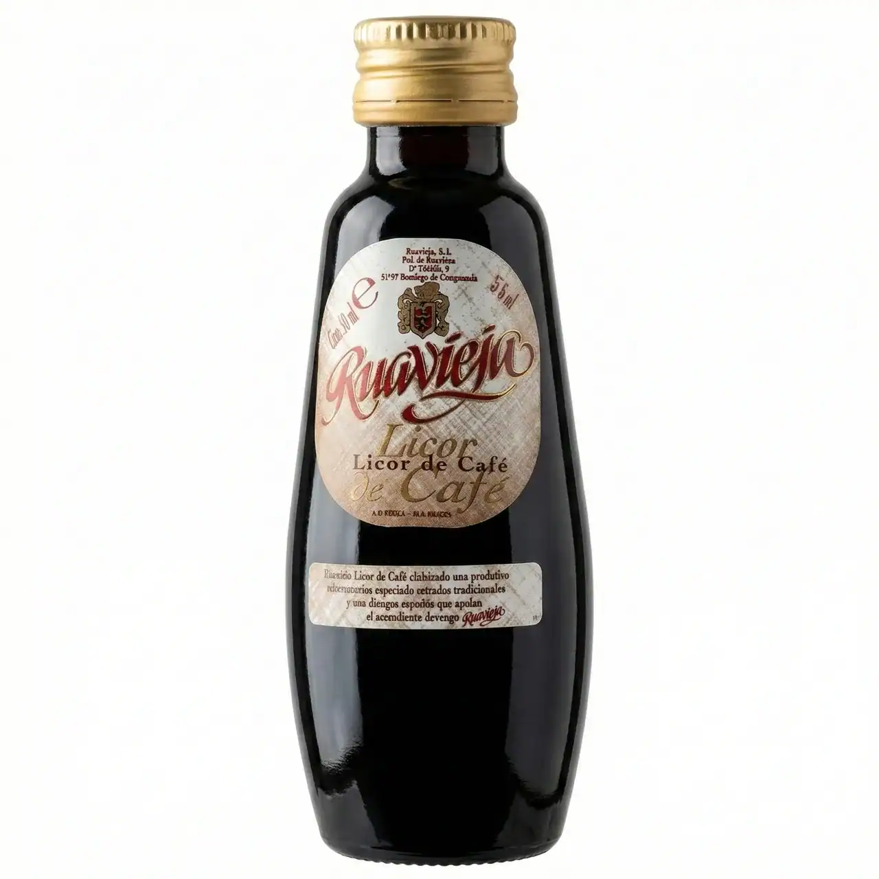 Botella de licor de café Ruavieja 53 grados