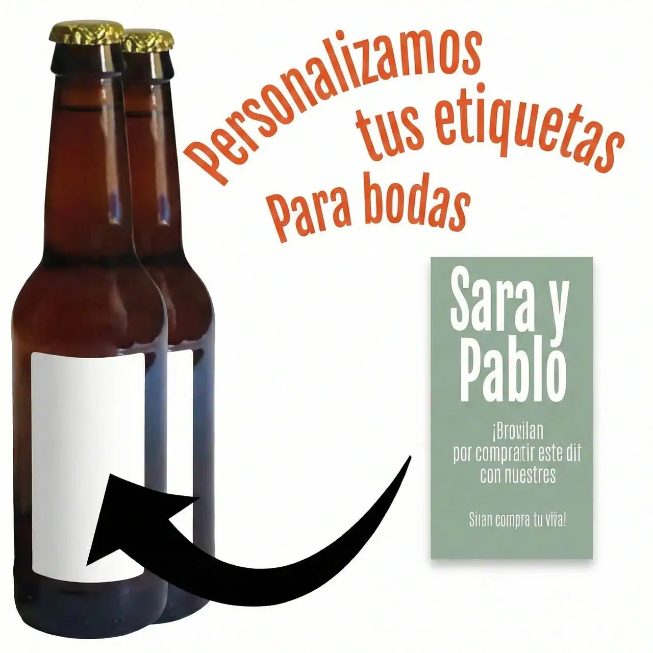Etiquetas personalizadas para botellas de cerveza en bodas