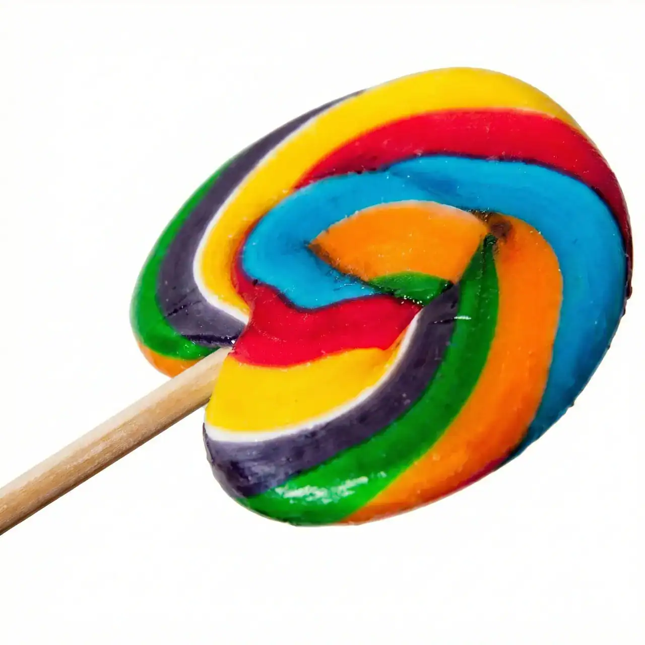 Lollipop de colores sobre un palito de madera.