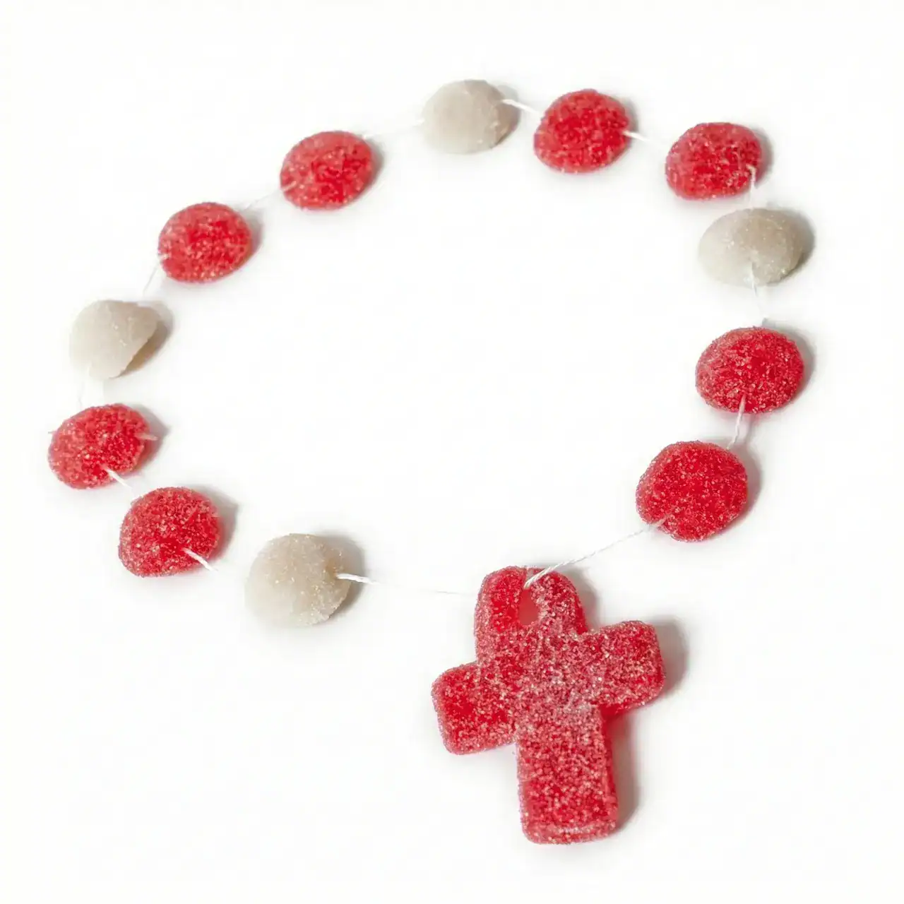 Gominolas en forma de corazón y cruz