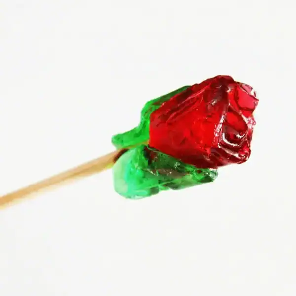 Rosa de caramelo en palito