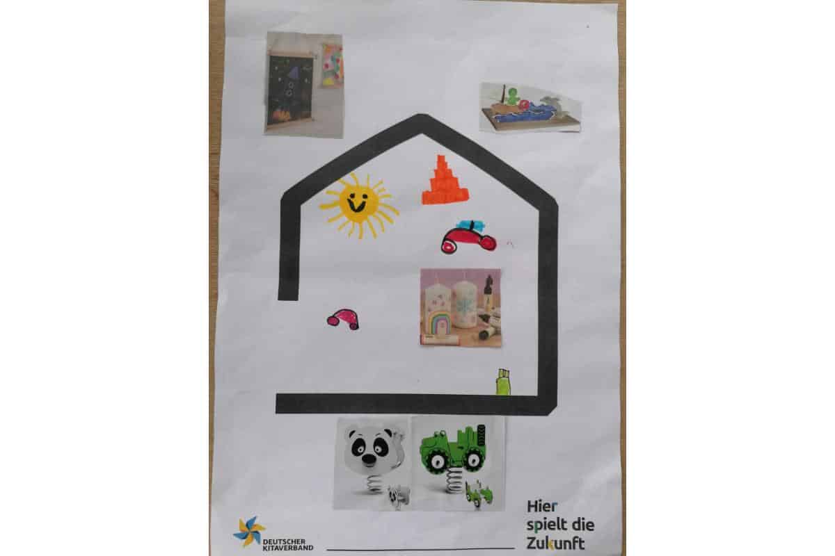 Kinder gestalten kreative Bilder für die Kita-Mitmachaktion.