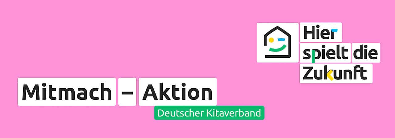 Logo des Deutschen Kitaverbands mit bunten Elementen und Slogan.