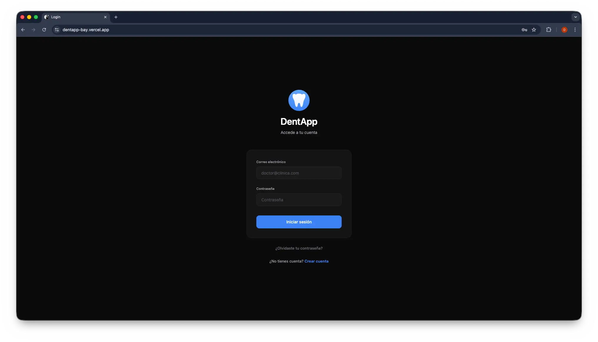 Sistema de gestión dental — captura 1