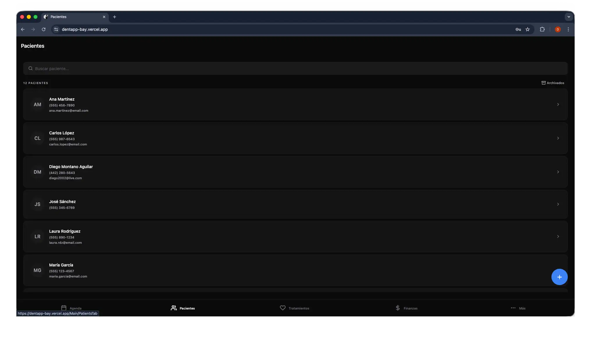 Sistema de gestión dental — captura 2