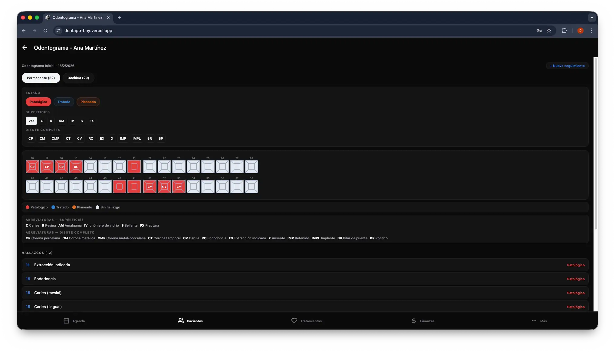Sistema de gestión dental — captura 4