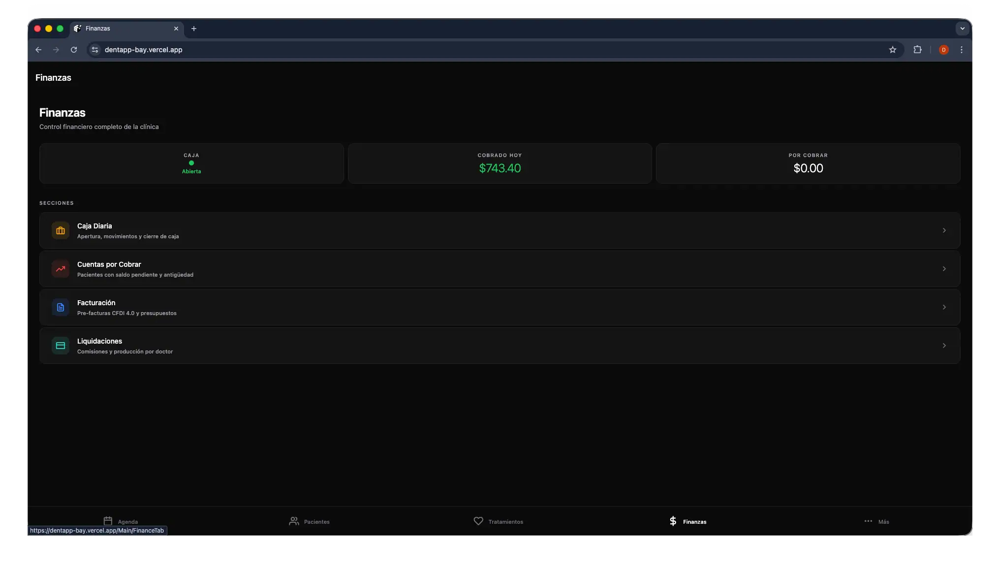 Sistema de gestión dental — captura 5