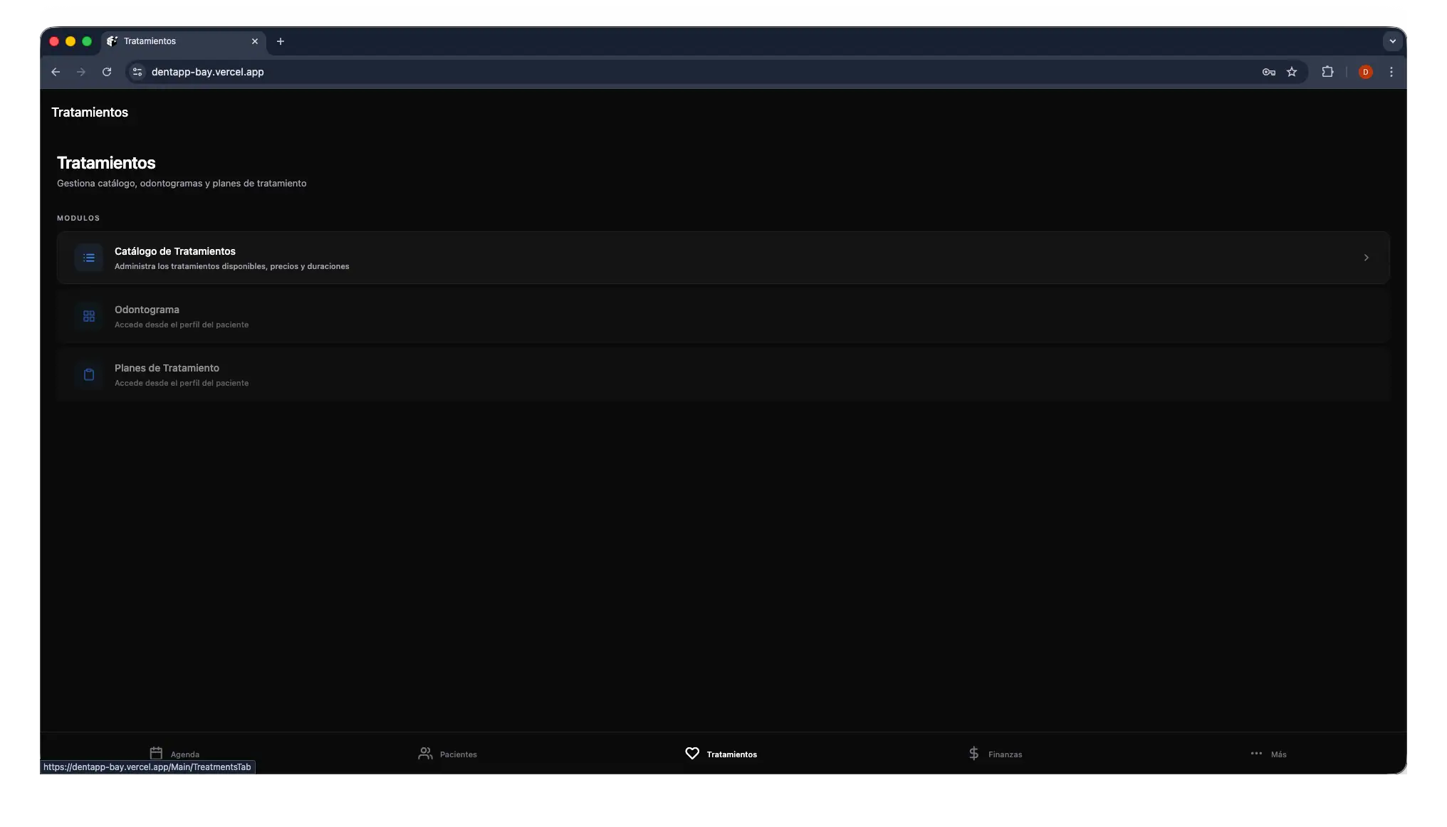 Sistema de gestión dental — captura 7