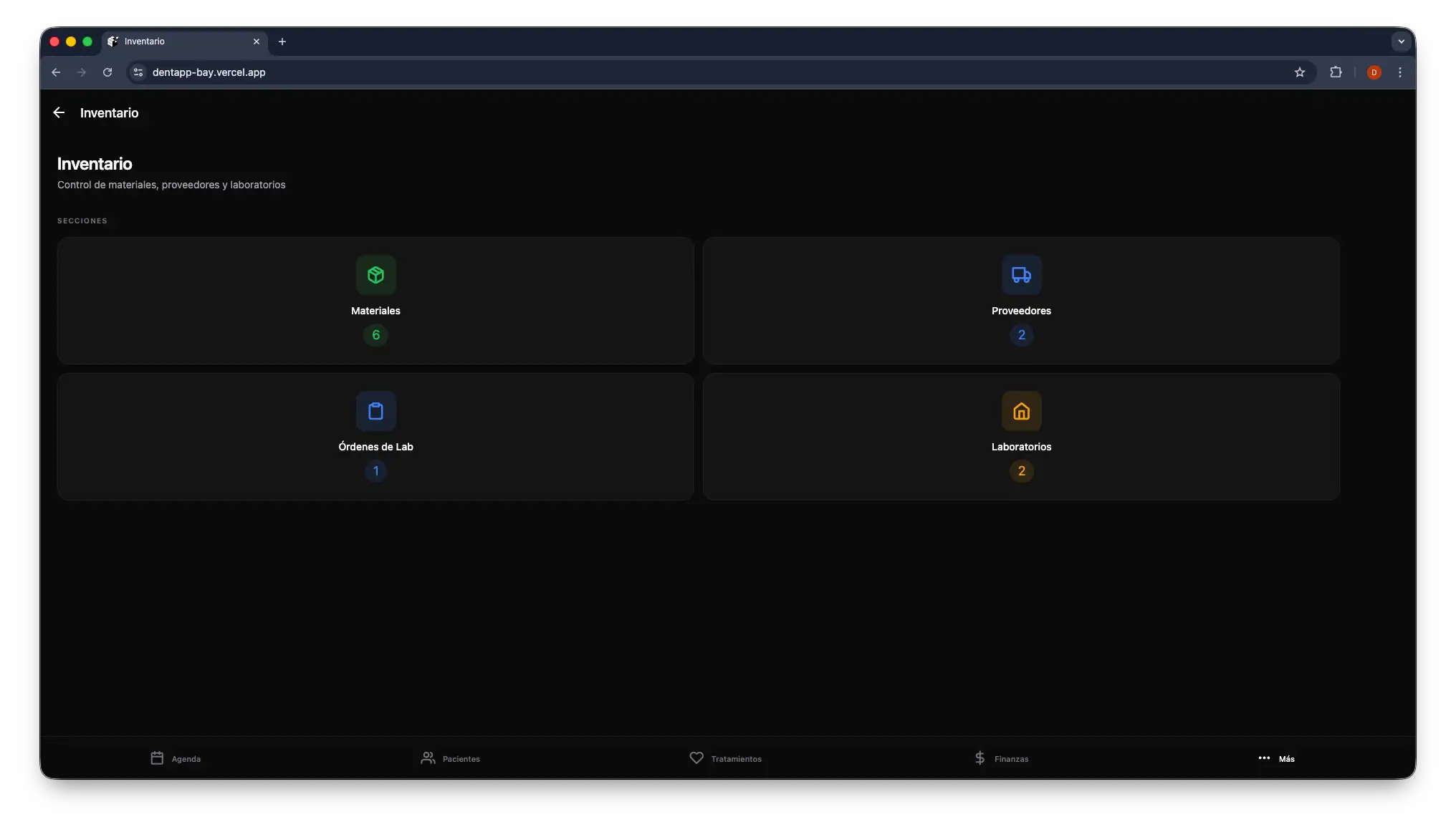 Sistema de gestión dental — captura 8