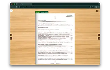 Captura del menú digital Corazón de Tierra