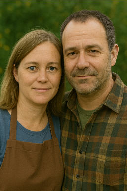 Website founders Dan and Abigail outside together.