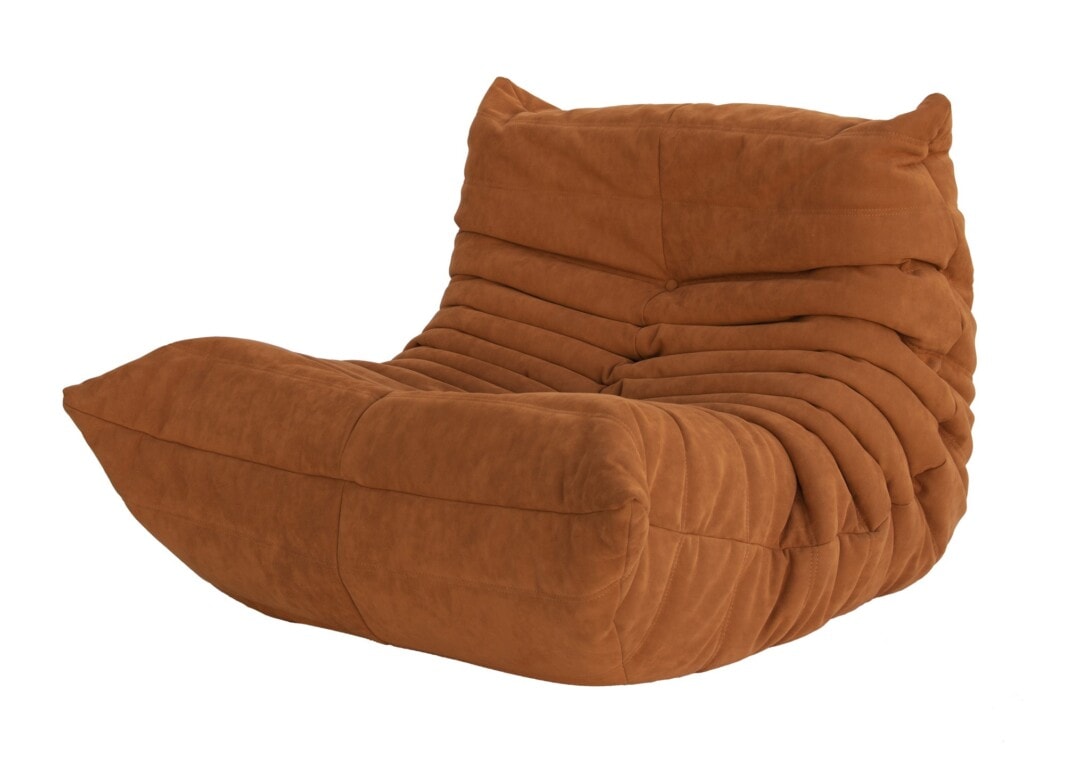 Ligne Roset Togo Fireside Chair: Alcantara Dark Camel