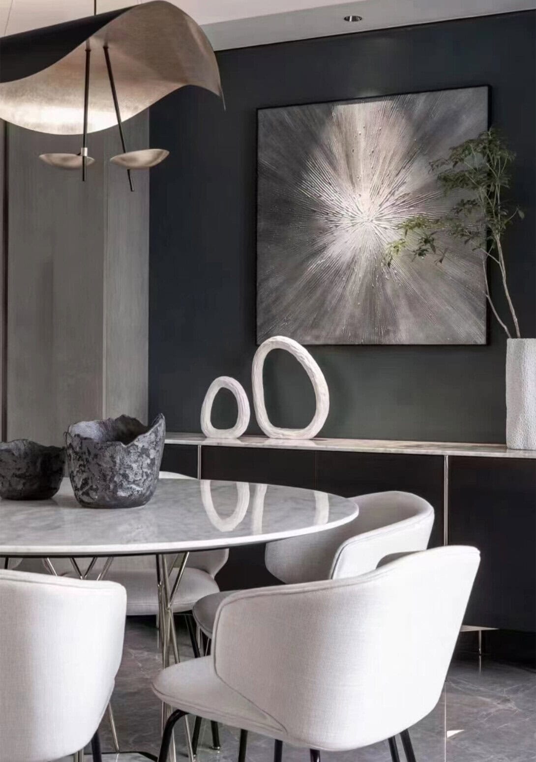 HC28 Cosmo Miami Dining Table: White Marble