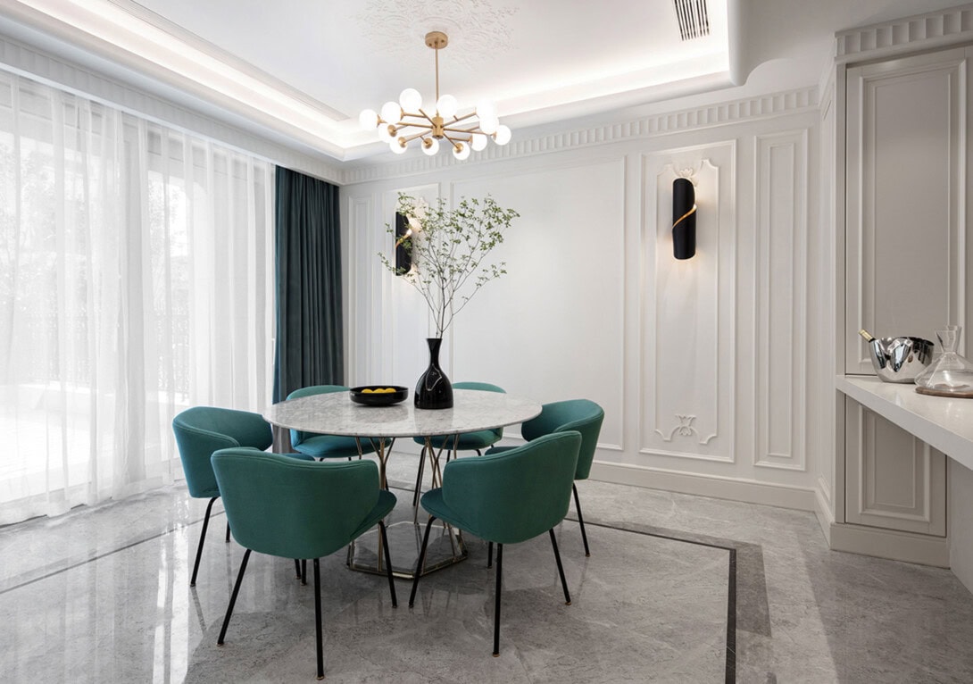HC28 Cosmo Miami Dining Table: White Marble