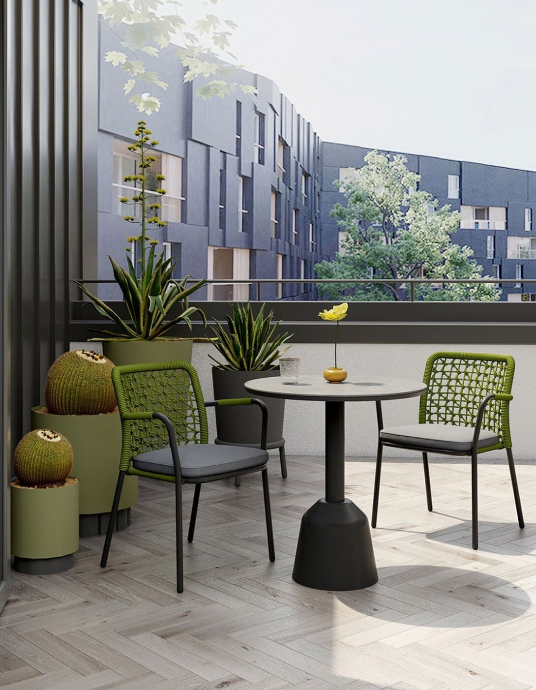 Kun Design Banyan Tree Dining Armchair: Anthracite, Green, Sumbrella Dark Grey